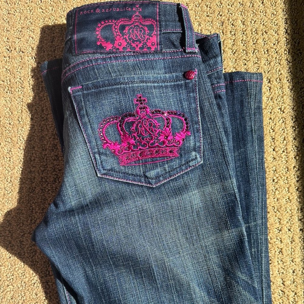 Rock And Republic Victoria Beckham Pink Crown Jeans